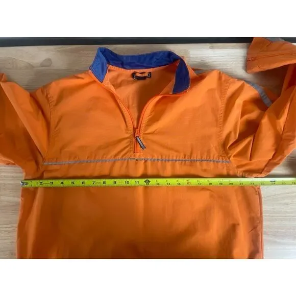 Land's End Men's Size XL Orange Rain Jacket 1/4 Zip Pullover Long Sleeve Pockets
